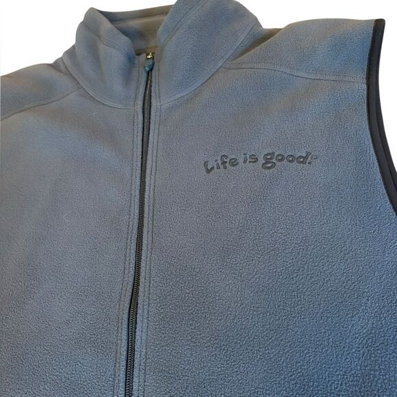Life is Good Fleece Vest Full Zip Mock Neck Mens Size Large Grayish Blue - Picture 4 of 8